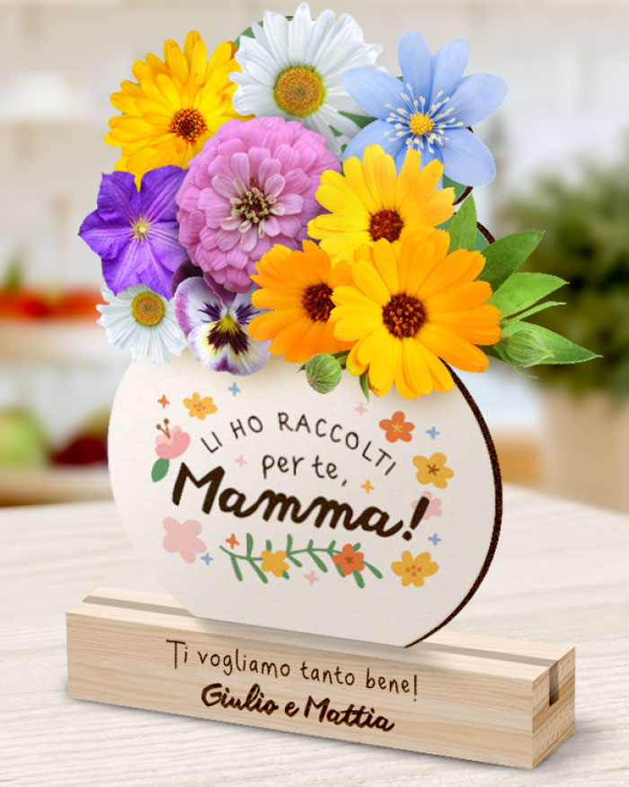 Vaso Targhetta in Legno Porta Fiori Fai da Te "Li ho Raccolti per Te Mamma!" con Dedica Personalizzata- Idea Regalo Originale per Festa della Mamma, Amanti del Giardinaggio - immagine 4