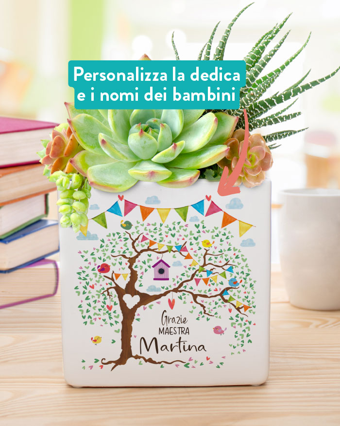 Vaso in Ceramica "Grazie Maestra" con Albero della Vita e Cuoricini, Personalizzato con Nomi degli Alunni e Dedica - Idea Regalo per Maestre, Fine Anno Scolastico - immagine 2