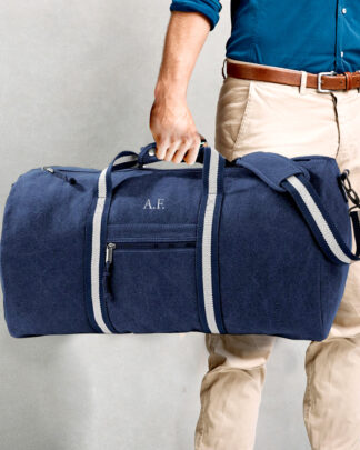 Borsone da Viaggio in Tela Vintage con Tracolla per Uomo Personalizzato con Iniziali - Idea Regalo per Chi Viaggia Spesso, Regalo per la Laurea