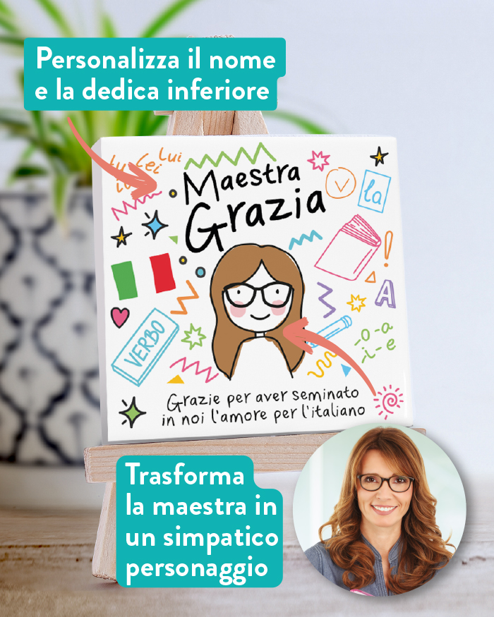 Piastrella di Ceramica Personalizzata per la Maestra di Italiano con Nome, Dedica e Omino Stilizzato – Idea Regalo Maestra, Fine Anno Scolastico - immagine 3