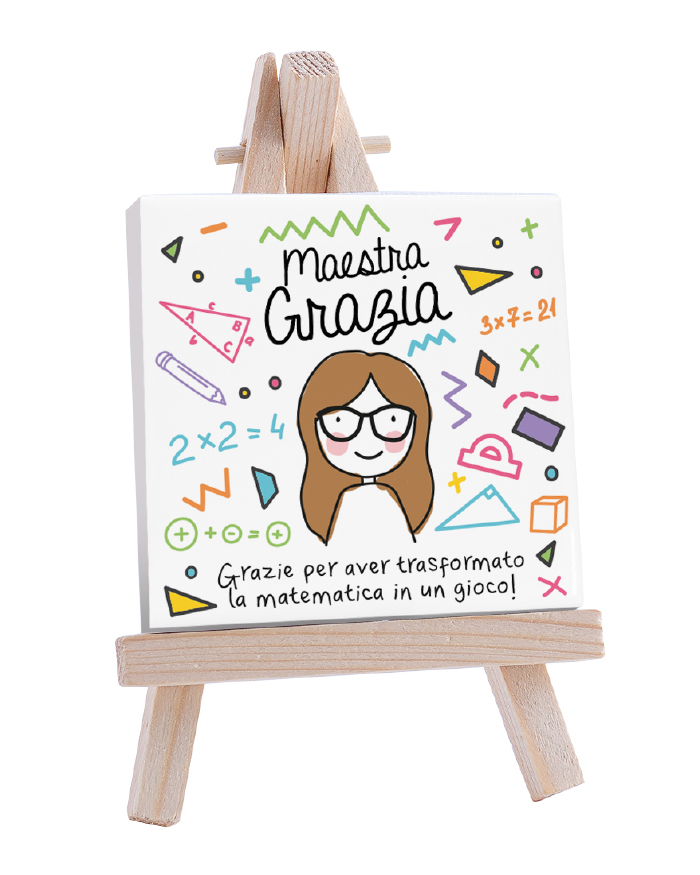 Piastrella di Ceramica Personalizzata per la Maestra di Matematica con Nome, Dedica e Omino Stilizzato – Idea Regalo Maestra, Fine Anno Scolastico - immagine 5