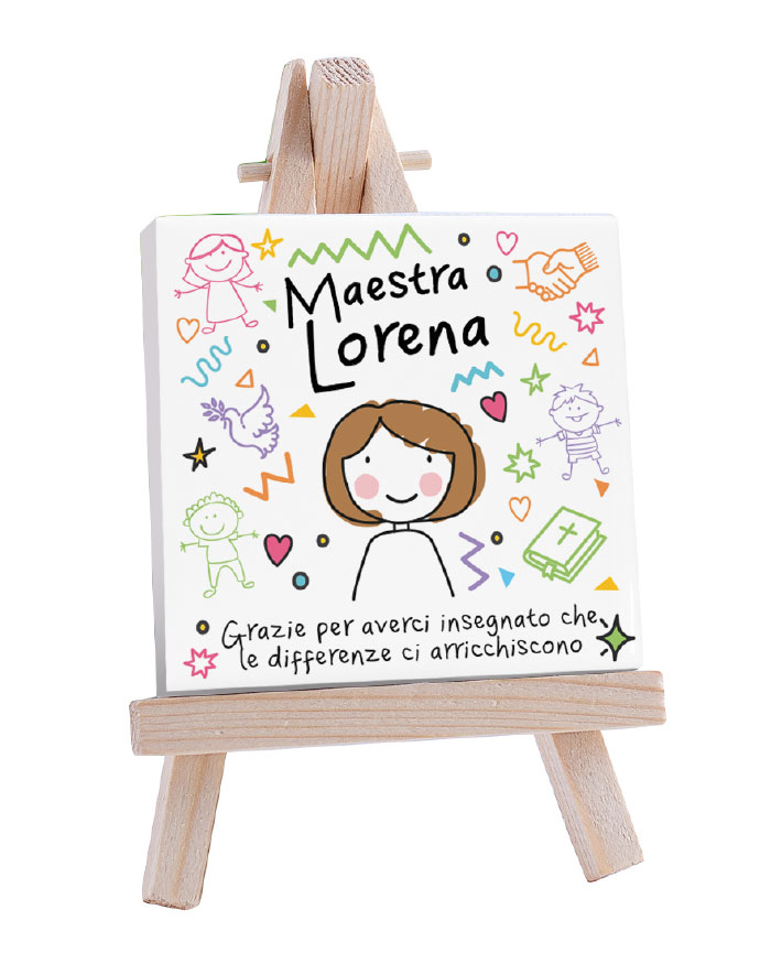 Piastrella di Ceramica Personalizzata per la Maestra di Religione con Nome, Dedica e Omino Stilizzato – Idea Regalo Maestra, Fine Anno Scolastico - immagine 6