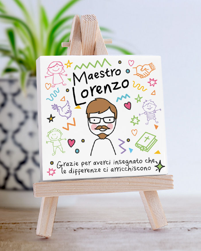 Piastrella di Ceramica Personalizzata per la Maestra di Religione con Nome, Dedica e Omino Stilizzato – Idea Regalo Maestra, Fine Anno Scolastico - immagine 2