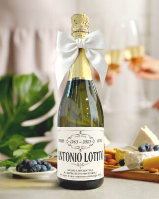 Bottiglia di Vino "Annata Vintage" con Etichetta Personalizzata con Nome, Data, Dedica e Firma - Idea Regalo per Compleanno
