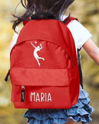 zaino-scuola-bambina-sport-pallavolo-rosso-fucsia-personalizzabile