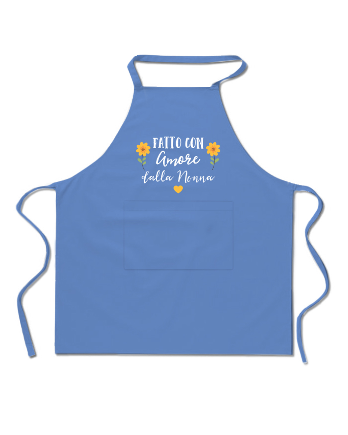 Grembiule da Cucina Personalizzato con Dedica, Cuoricini e Motivi Floreali "Fatto con Amore dalla Nonna" - Idea Regalo per Nonni che Amano Cucinare, Festa dei Nonni - immagine 2
