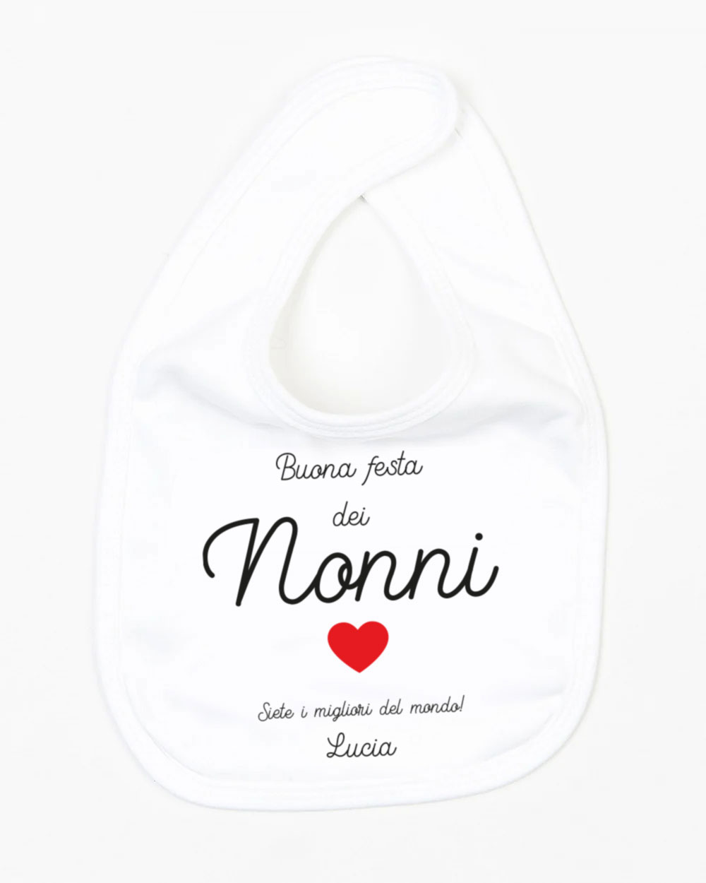 Bavaglino Per Bambini "Buona Festa dei Nonni" Personalizzato con Cuoricino e Dedica - Idea Regalo per la Festa dei Nonni - immagine 8