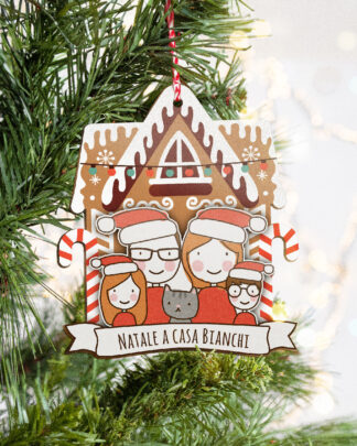 Decorazione di Natale Casa di Pan di Zenzero Personalizzata con Omini Natalizi e Dedica - Idea Regalo, Decorazione per Natale