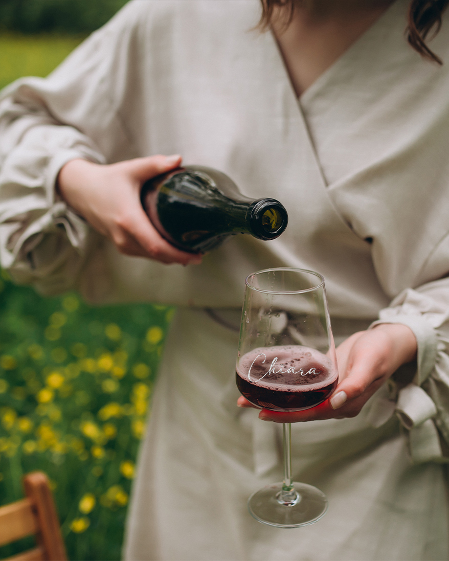 Calice da Vino Bianco o Rosso, Personalizzato con Nome in Corsivo Moderno - Idea Regalo Compleanno Lei - immagine 5