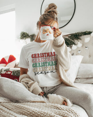 Maglietta T-shirt Natalizia "Christmas Season" - Idea Regalo per il Natale, per Lei