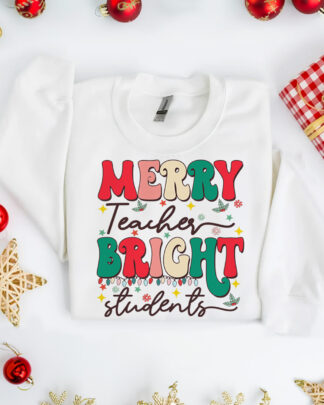 Felpa Natalizia Merry Teacher Bright Students