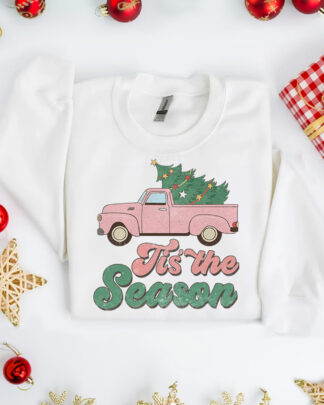Felpa Natalizia This is The Season con Furgoncino e Albero di Natale