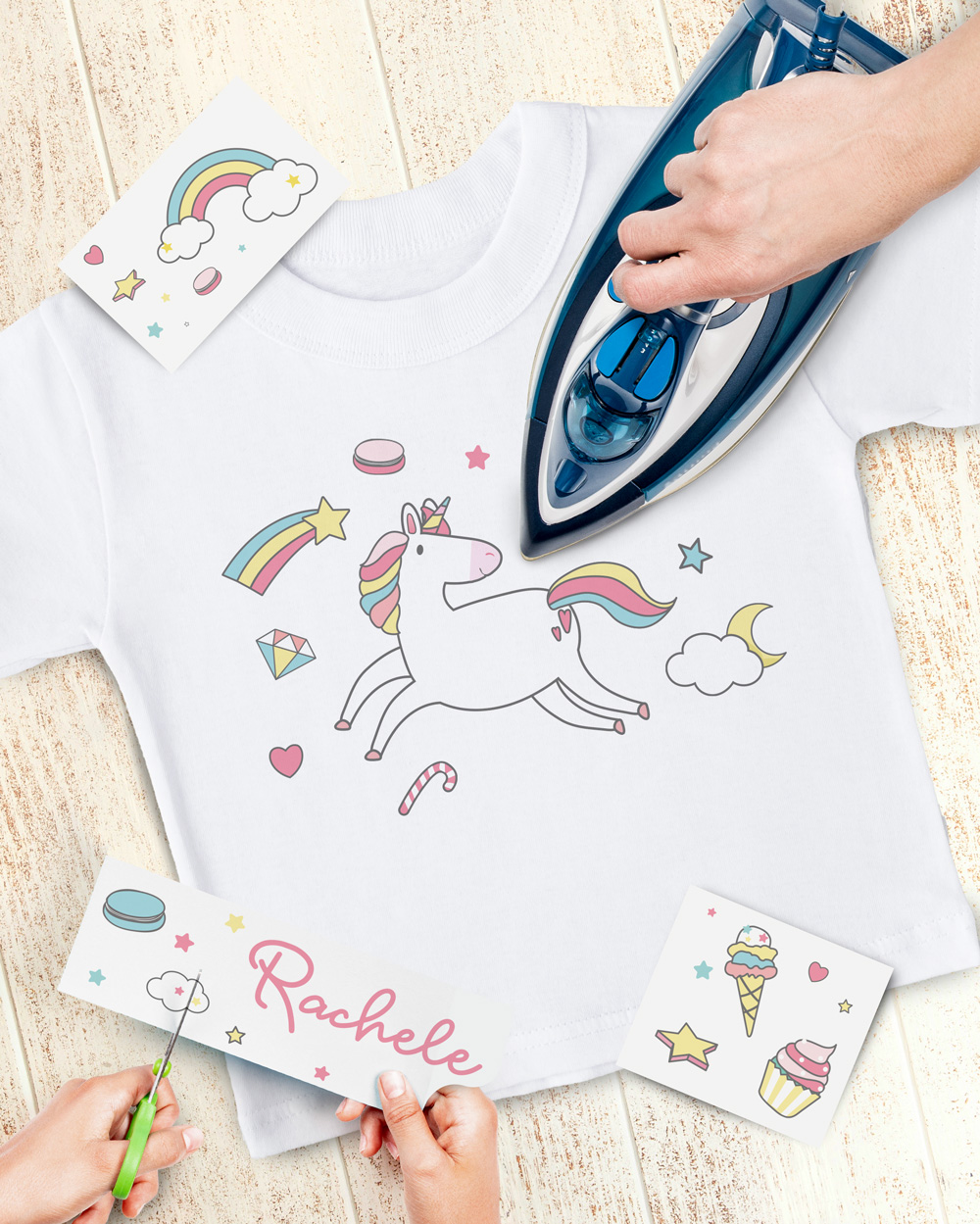 Set Unicorni Trasferibili Adesivi Personalizza Abbigliamento Fai da Te a Casa per Bambini