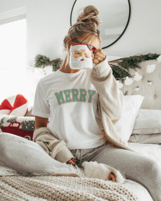 Maglietta Natalizia Merry in stile College Verde