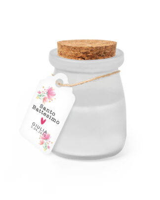 Candeline Aromatiche con Tag Etichetta Personalizzata Decoro Floreale e Cuoricino