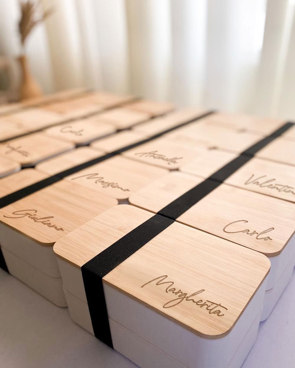 Bento Box con Coperchio in Legno Personalizzate Scatole Porta Pranzo - Idea Regalo per Ufficio, Regalo Aziendale