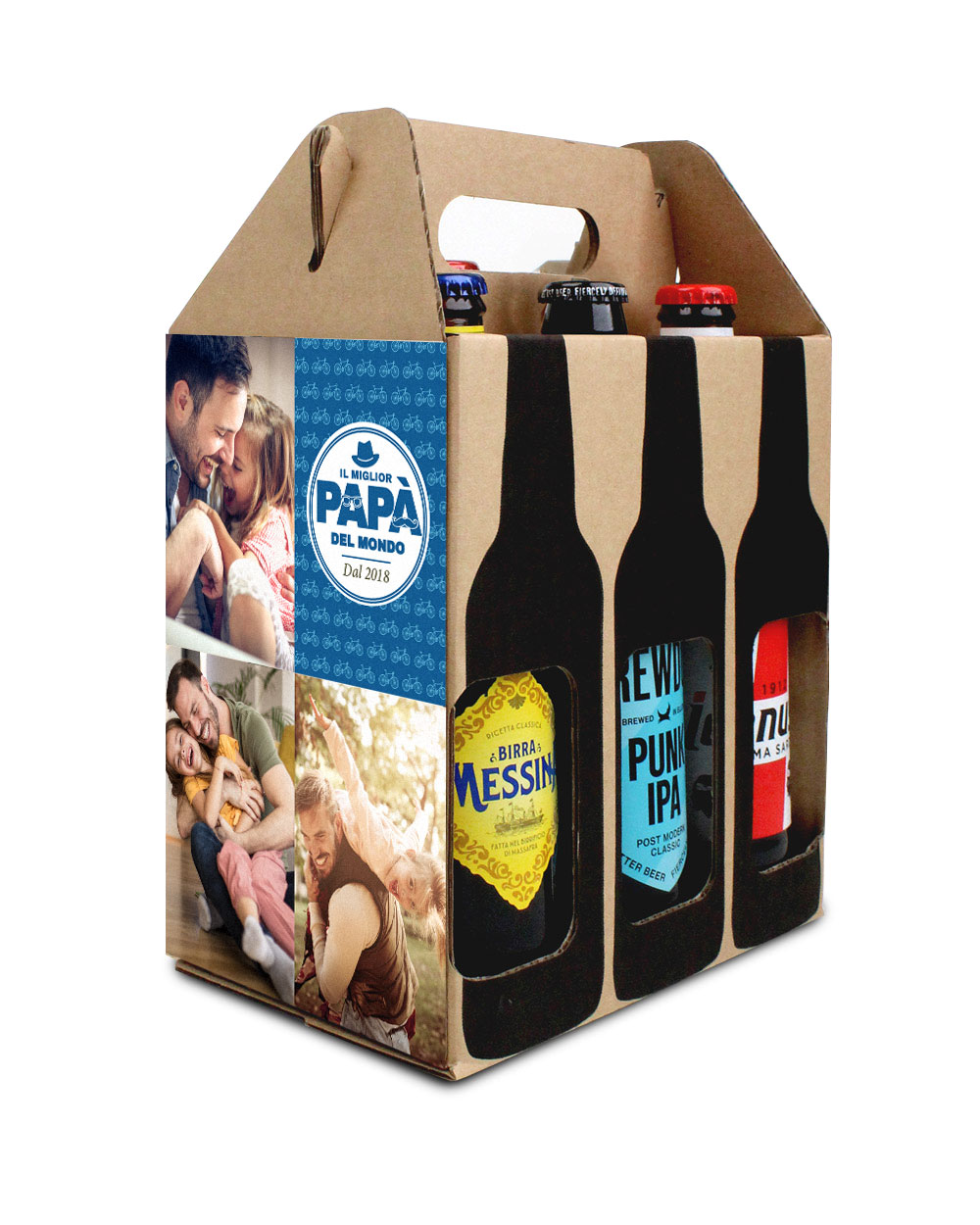 Scatola Portabottiglie "Il Miglior Papà del Mondo" con 6 Birre a Scelta Personalizzato con Foto e Anno - Idea Regalo Festa del Papà, Compleanno Papà - immagine 3