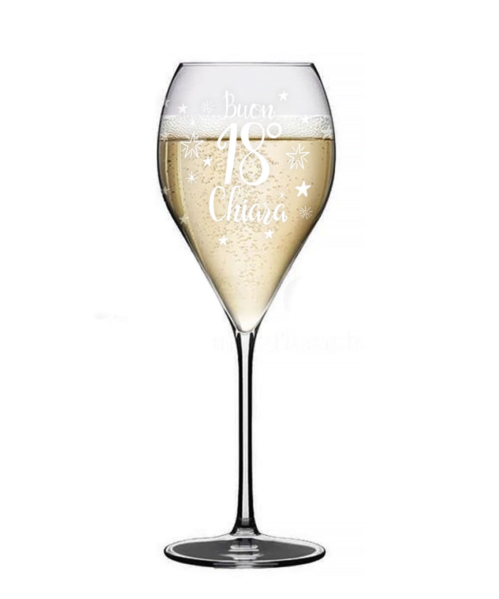 Bicchiere Flute Personalizzato con Nome e Dedica - Regalo 18 Anni - immagine 2