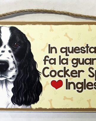 Targhetta Cocker Spaniel Inglese con Dedica Simpatica da Appendere