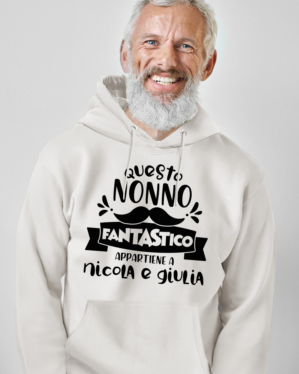 Felpa Personalizzata con Frase Simpatica, Nomi e Baffi - Idea Regalo per il Nonno, Festa dei Nonni, Compleanno - immagine 2