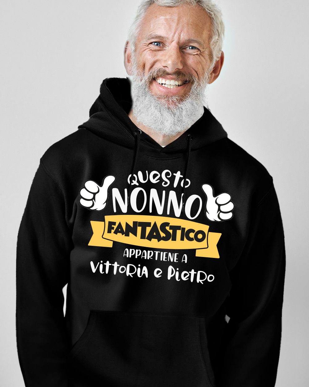 Felpa Personalizzata con Frase Simpatica, Nomi e Pollicioni - Idea Regalo per il Nonno, Festa dei Nonni, Compleanno - immagine 3