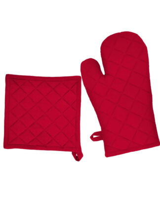 Set Presina e Guanto da Cucina Rossi Natalizi in Cotone