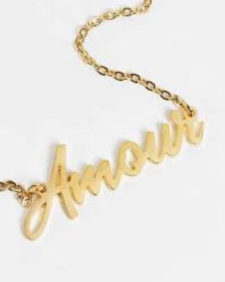 Collanina metallo "Parole" in provetta di vetro - Con la parola "Amour"