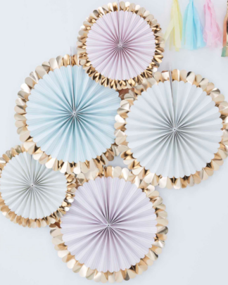 Decorazione-Ventaglio-Colori-Pastello-Gold-da-Parete-Idea-Allestimento-Compleanno