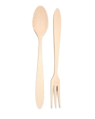 Set Posate in Legno 30 Cm - Forchettone e Cucchiaione da Cucina