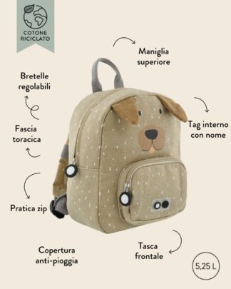 Zainetto con Cagnolino Mr Dog– Idea Regalo Bambino, Asilo e Scuola, Ritorno a Scuola