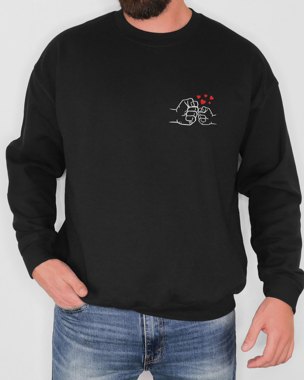 felpa-papa-personalizzata-disegno-lineart-pugno-papa-figlio-cuori